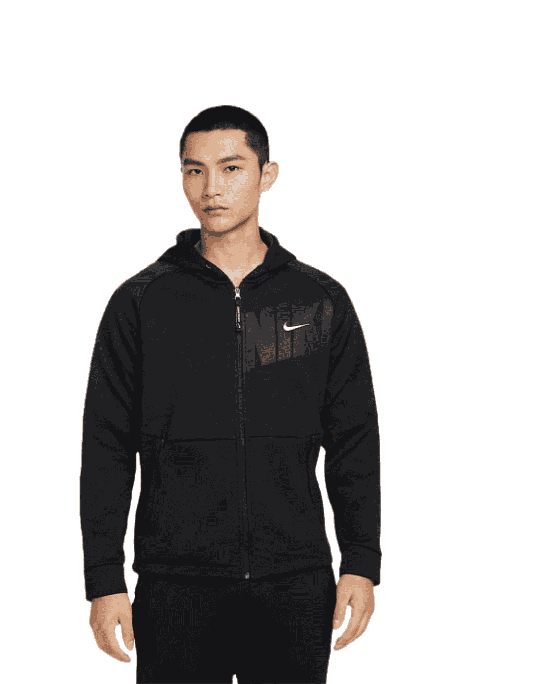 Nike Men's Hooded Fleece Zipper Pocket Jacket, Black