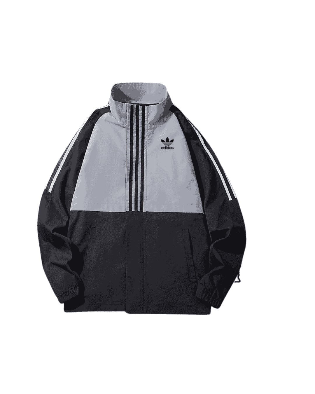 Adidas Grey & Black Color-Block Track Jacket