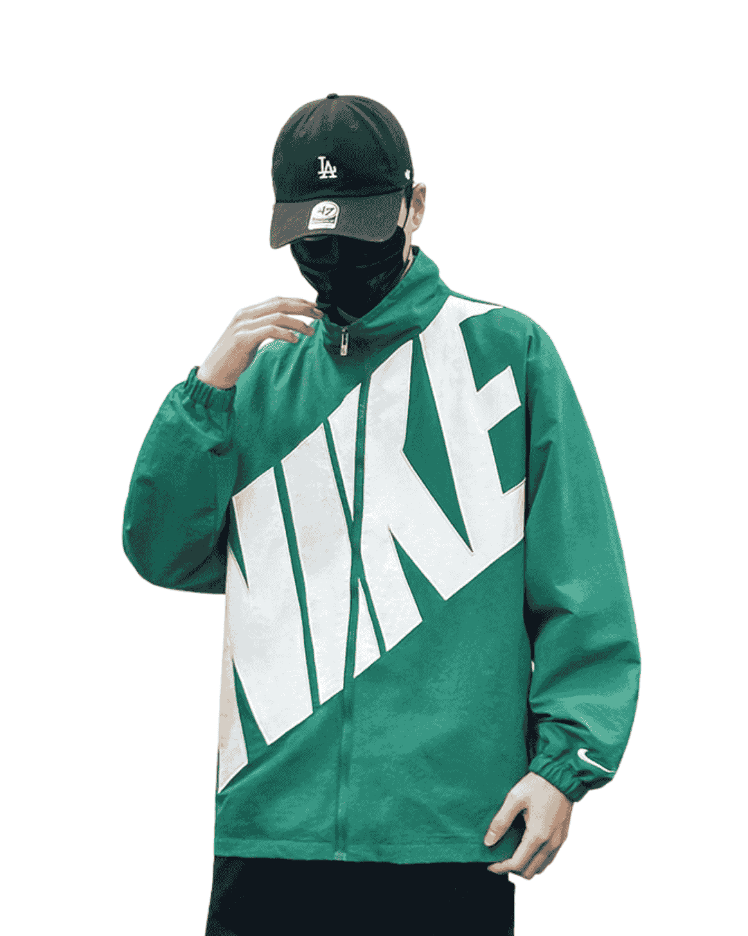 Green Nike Zip-Up Windbreaker Jacket
